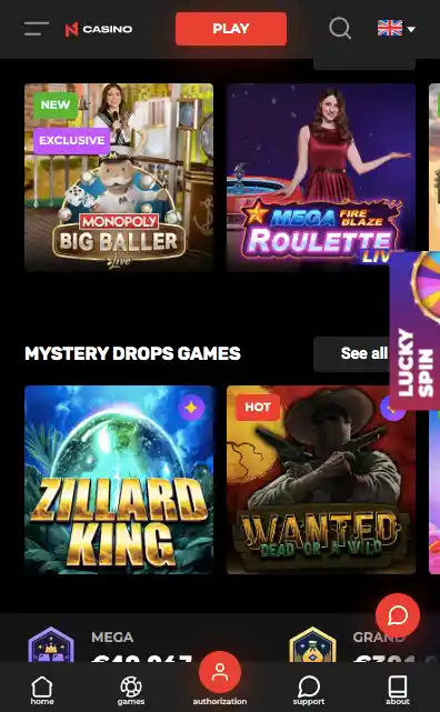N1 Casino Popular games on mobile